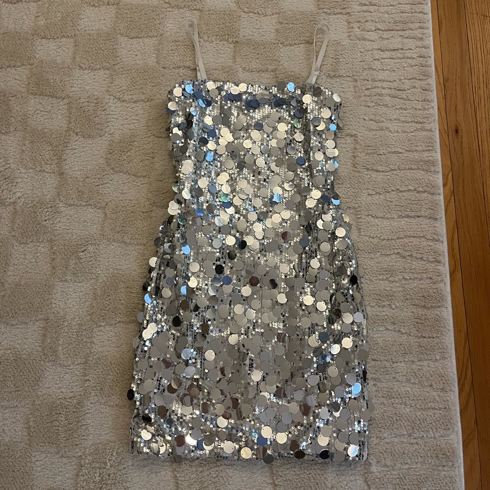 Silver Sequin Mini Dress